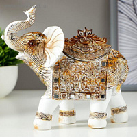 Сувенир полистоун шкатулка "Белый слон с попоной из арабского ковра" 17,5х17,5х6,3 см – "Шри Ганеша" в Сургуте