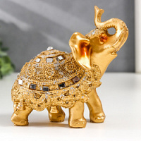 Сувенир полистоун "Золотой слон в богатой попоне" 11х5х9 см – "Шри Ганеша" в Сургуте