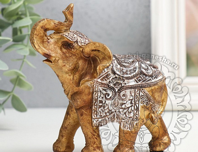 Сувенир полистоун "Слон - попона с узорами " 10х5х11,5 см