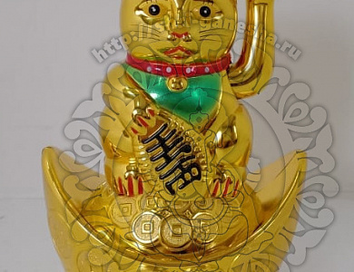 Манеки Неко кошка золотая 14см символ финансового благополучия