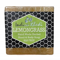 LEMONGRASS Hand Made Herbal Hand & Body Soap, Indian Khadi (ЛЕМОНГРАСС травяное мыло ручной работы, Индиан Кхади), 100 г. – "Шри Ганеша" в Сургуте